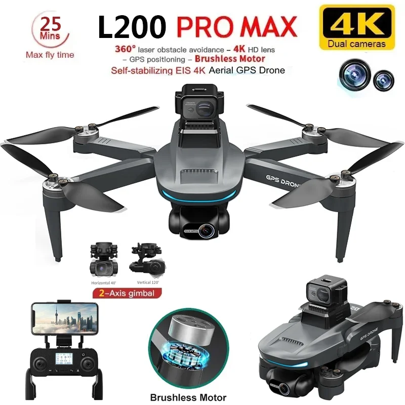 Smart Home Camera - L200 PRO MAX Drone 4K 2-Axis
