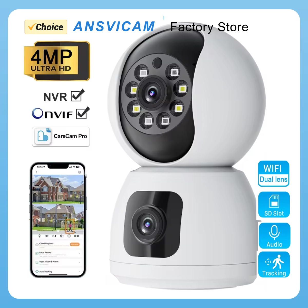 Smart Home X10 - Dual Lens 2K 4MP PTZ Camera