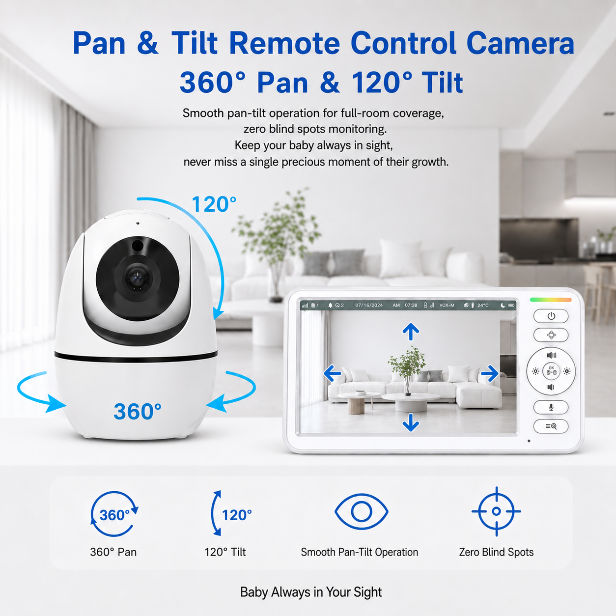 5 Inch Baby Monitor with PTZ C - Smart Home Europe recensie en prijs