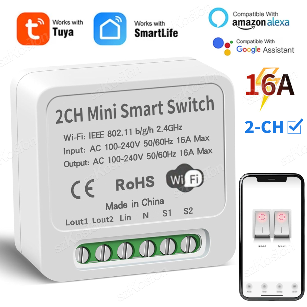 16A Tuya WiFi Smart Switch Mod - Smart Home Alexa recensie en prijs
